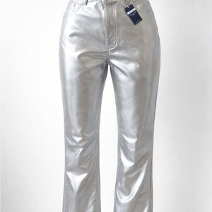 Abercrombie & Fitch Metallic Silver Faux Leather Pants - Ultra High Rise